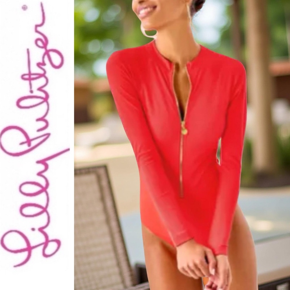 Lilly Pulitzer Randee Rashguard One-Piece Rocco Red Swimsuit Size 16